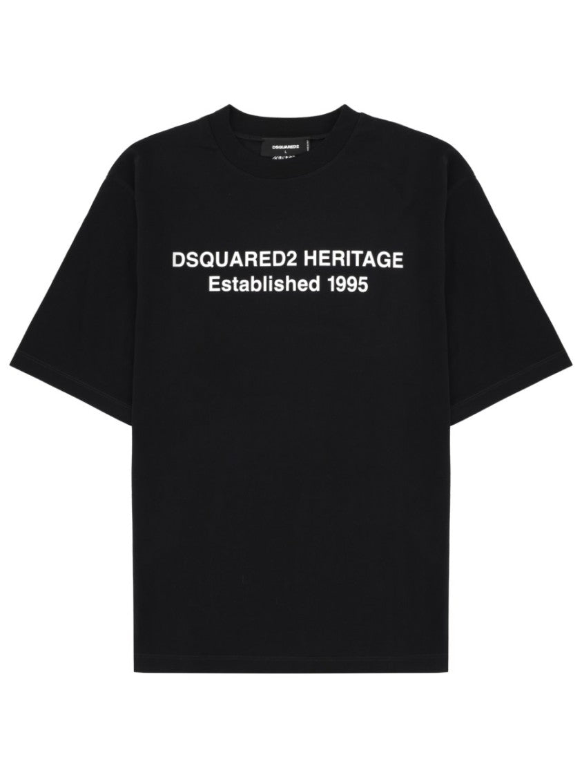 Dsquared2 Black Heritage Bold White Text T-Shirt