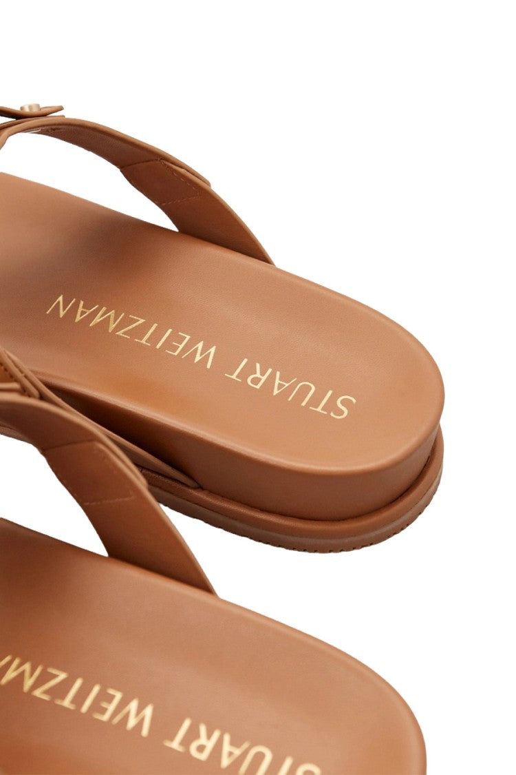Stuart Weitzman Brown Leather Toe-Post Sandals