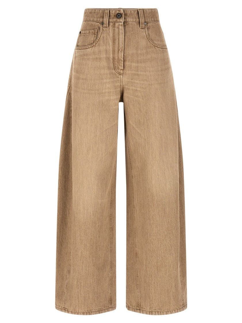 Brunello Cucinelli 'Wide' Vintage Effect Denim Jeans