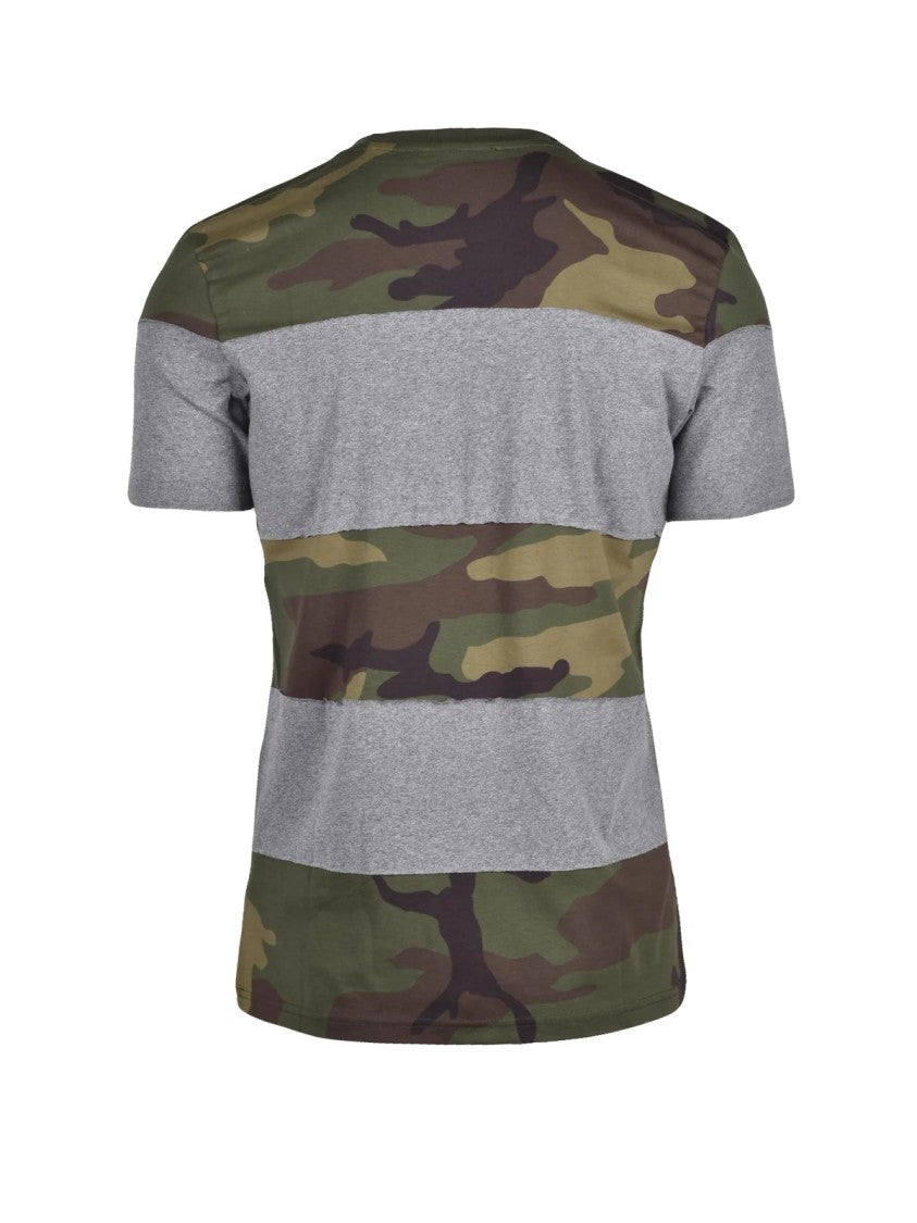 Dolce & Gabbana Grey/Green Two-Tone Bold Text Cotton T-Shirt