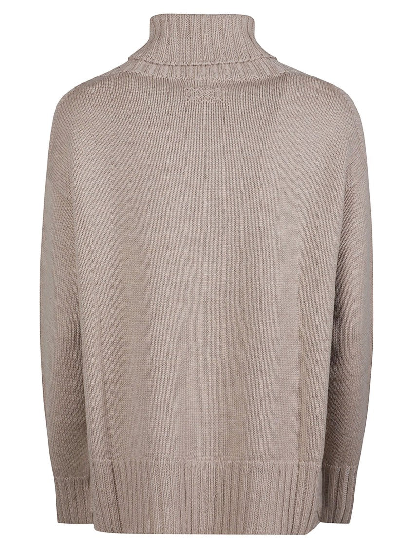 Drumohr Relaxed Fit High Turtleneck Sweater With Finely Ribbed Texture