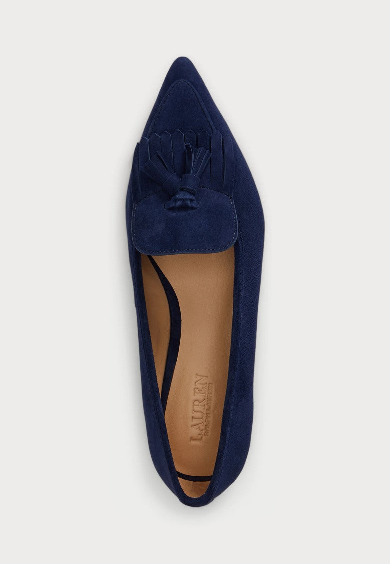 Lauren Ralph Lauren Navy Blue Londyn Suede Ballerina Flats