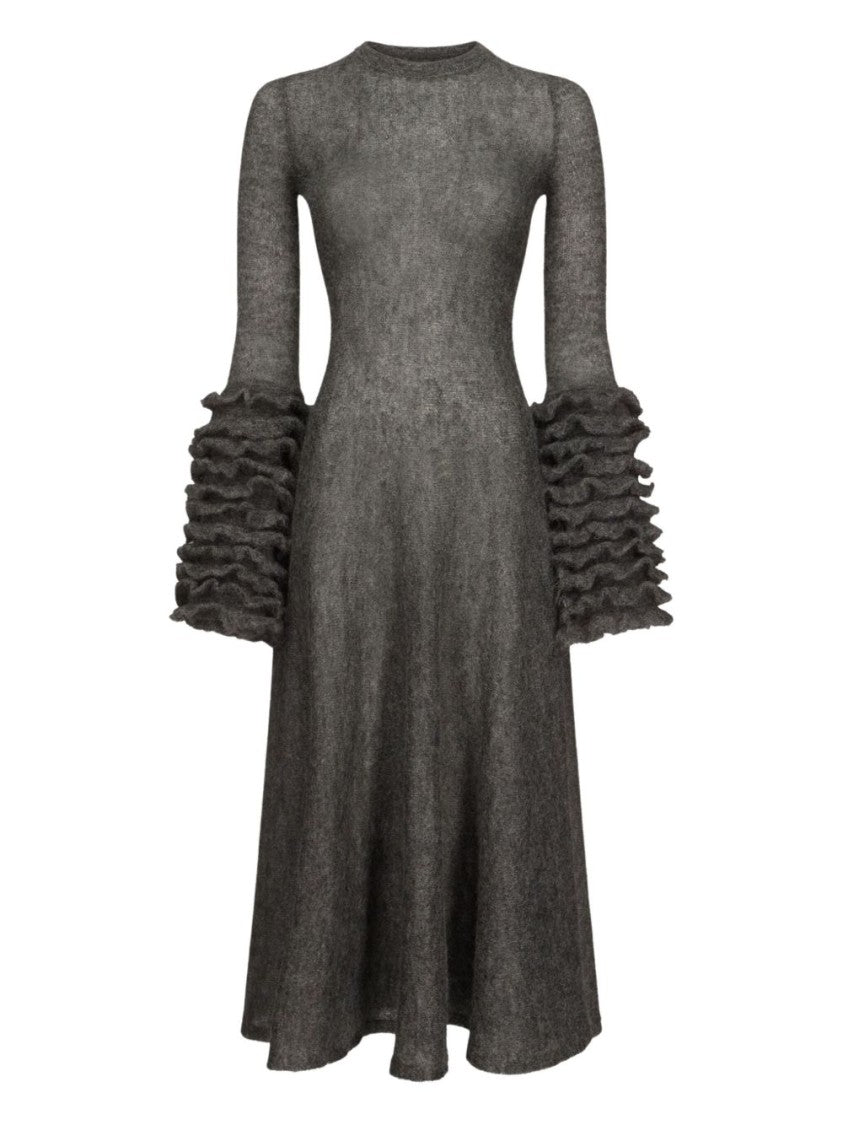 Alaïa Ruffled Sleeve Fit And Flare Midi Dress
