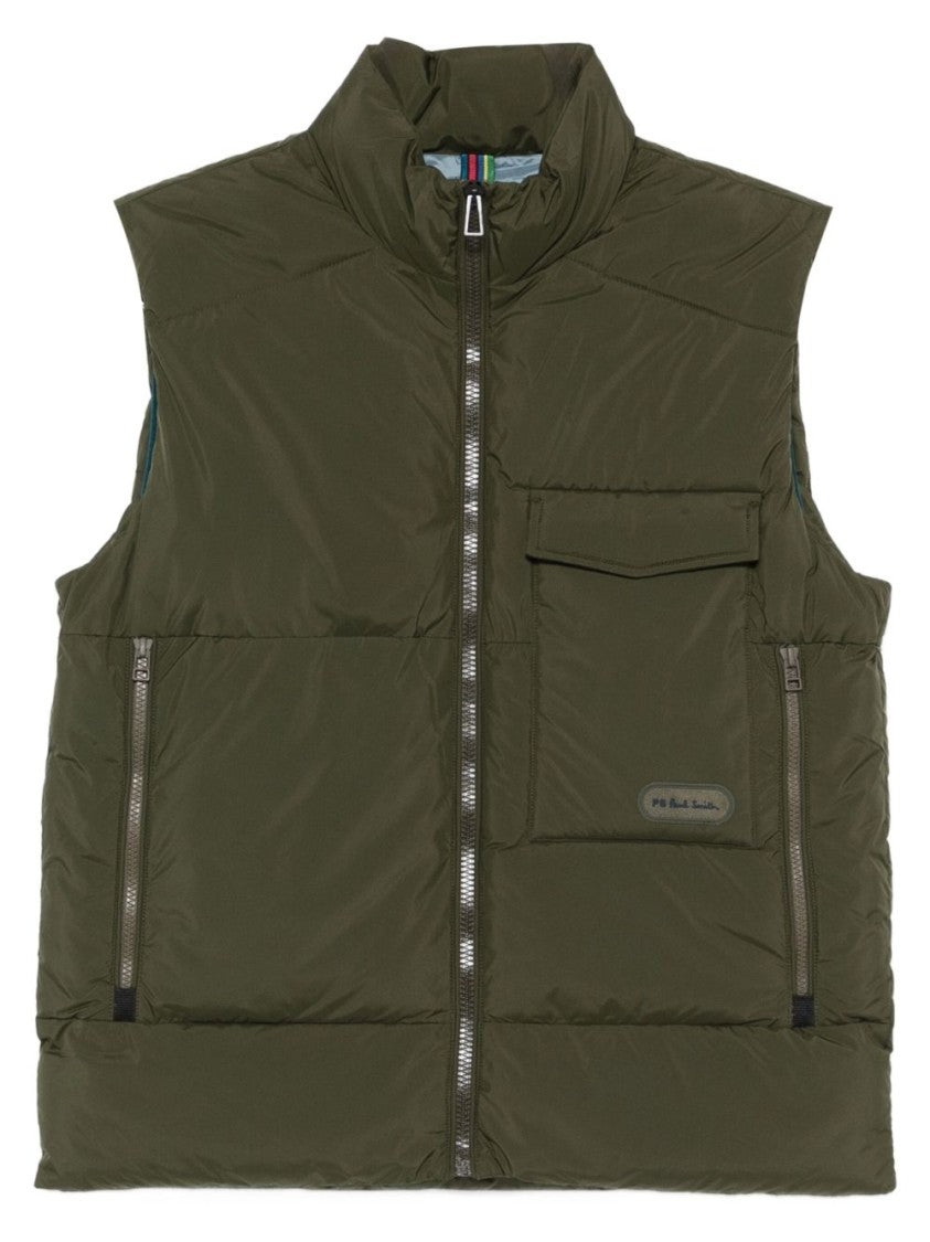 Paul Smith Sleeveless Quilted Jacket With High Collar