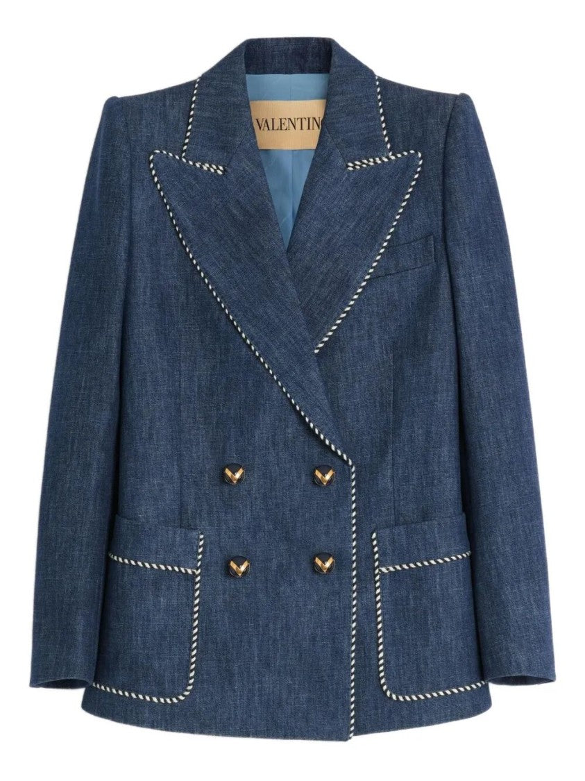 Valentino Double-Breasted Denim Jacket