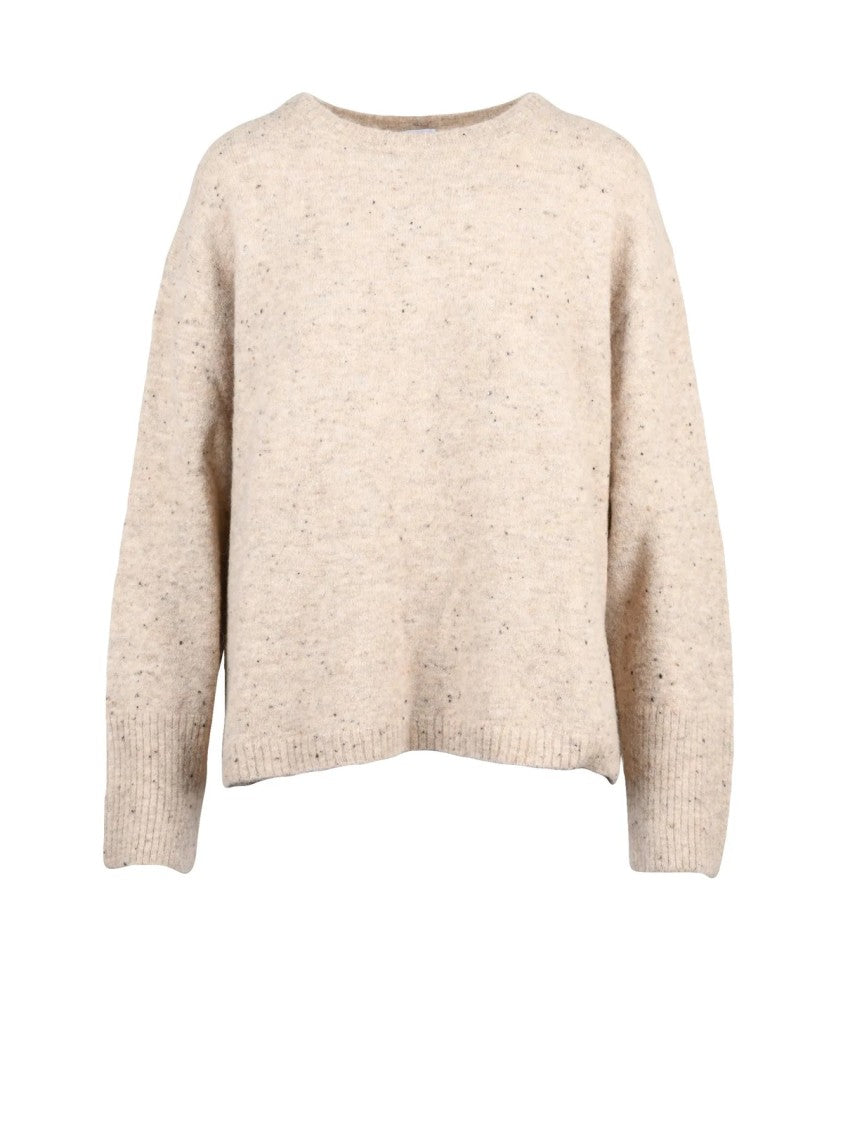 Marella Beige Knit Sweater With Ribbed Cuffs And Hem