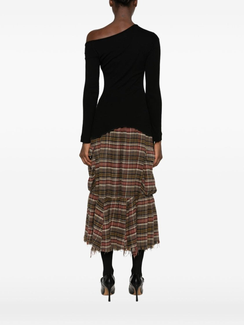 Vivienne Westwood Black Long-Sleeve Asymmetrical Curved Hem Top