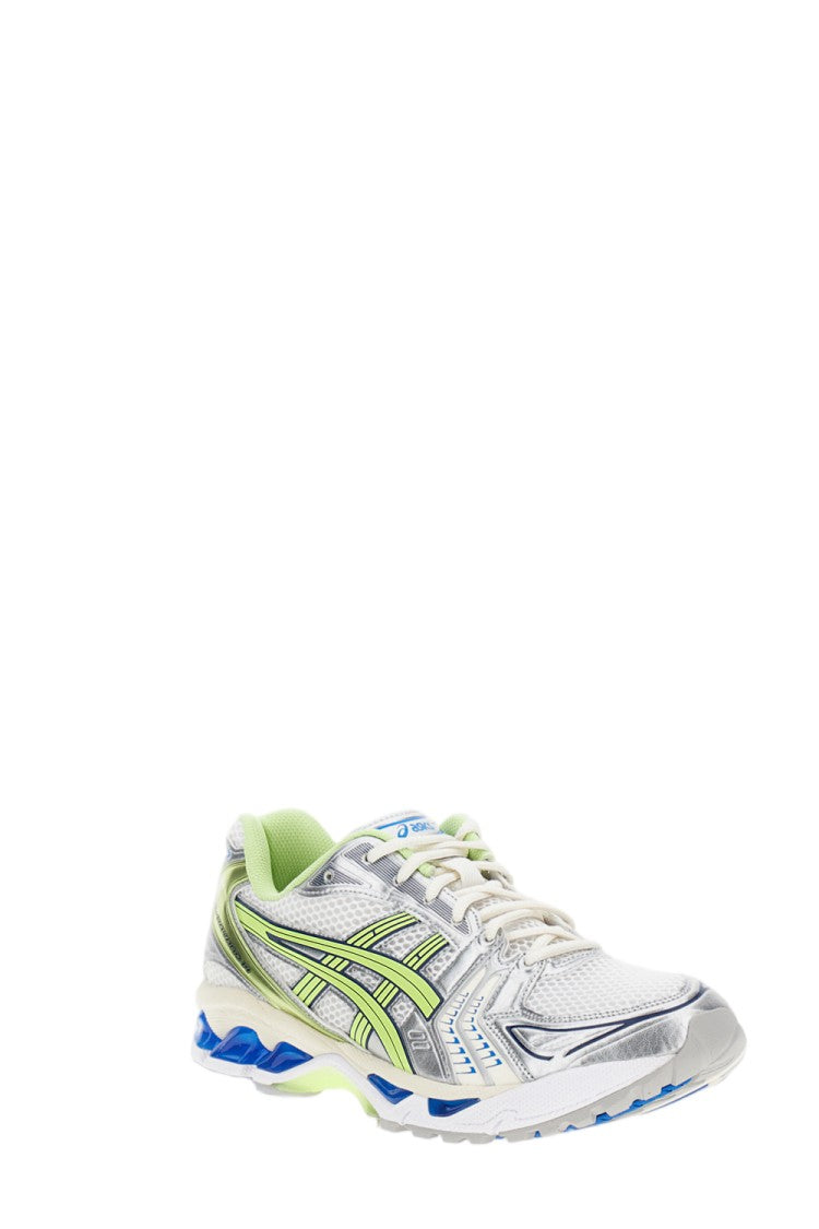 Asics Metallic Silver Sneakers With Neon Green Accents