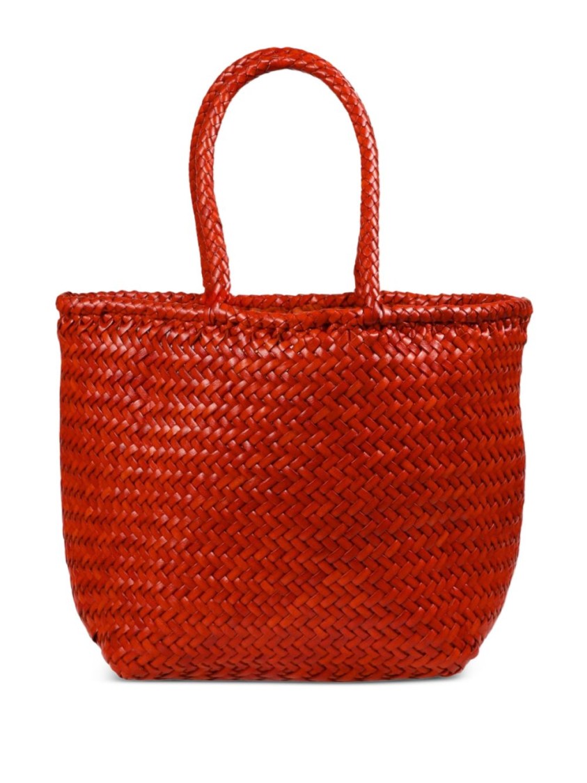 Dragon Diffusion Woven Calf Leather Shopper Bag In Vibrant Orange