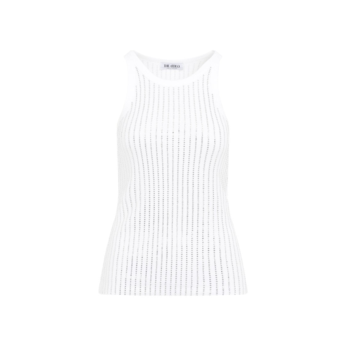 The Attico White Crystal Cotton Ribbed Jersey Tank