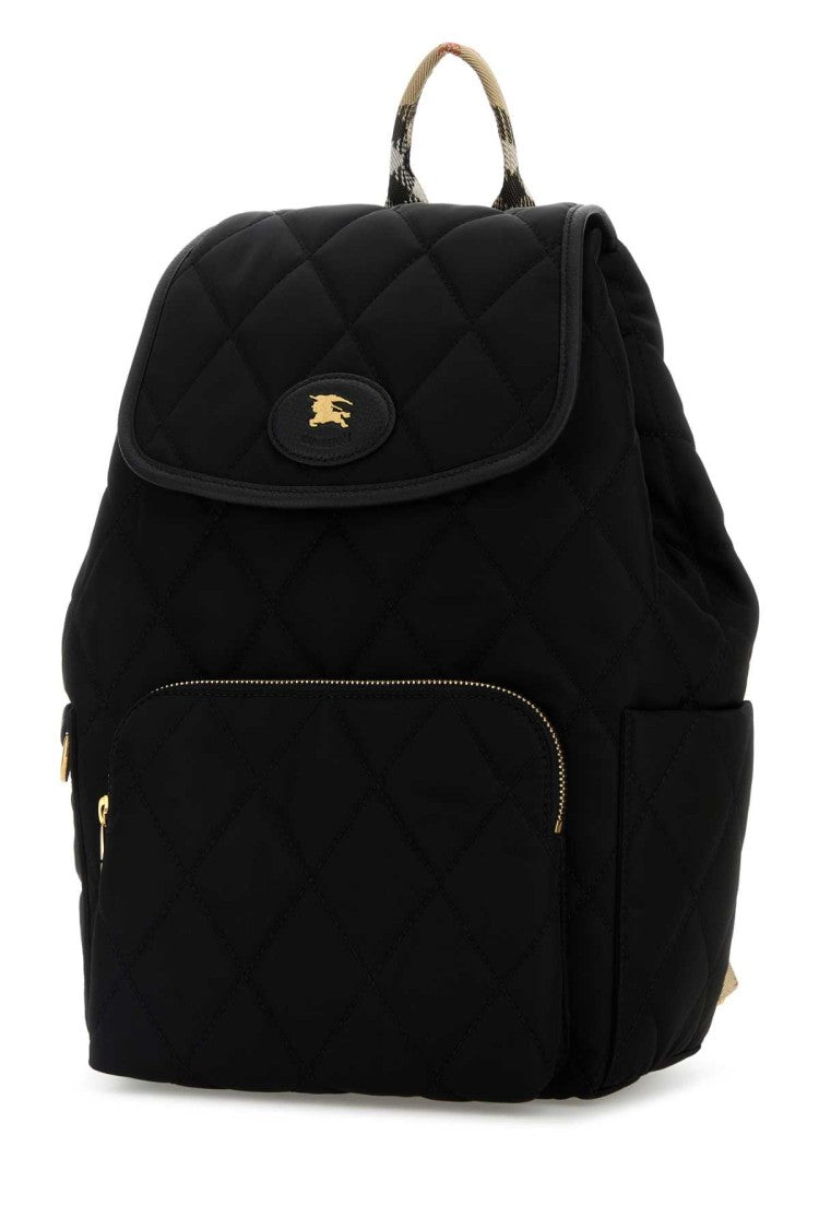 Burberry Black Fabric Horseshoe Backpack