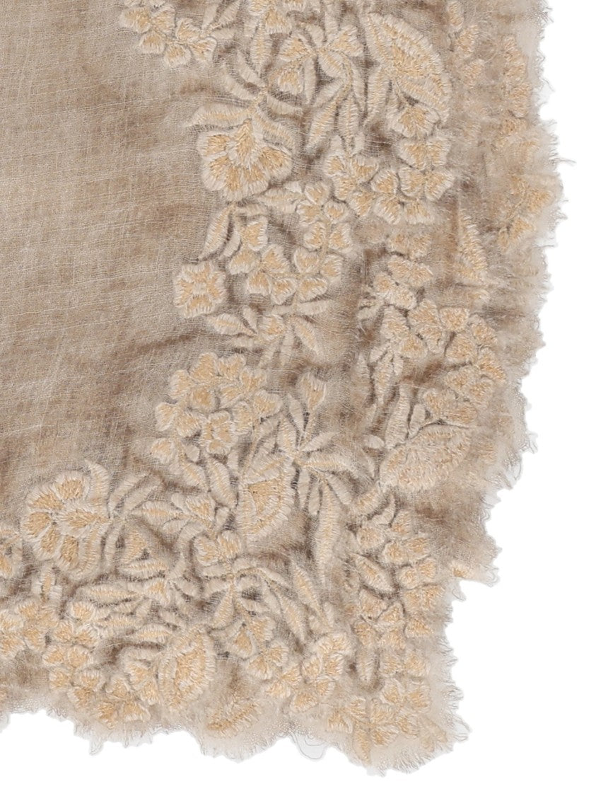 Faliero Sarti Rectangular Fiorenza Scarf With Floral Embroidery