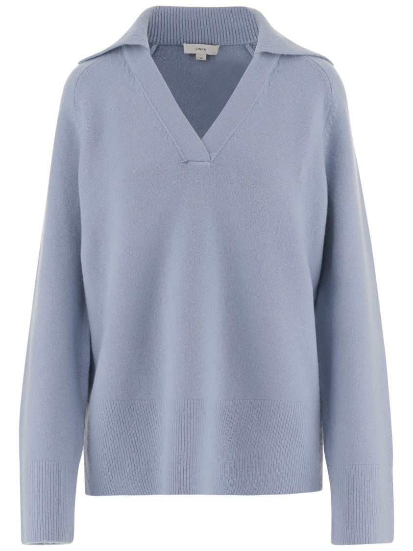 Vince Stretch Wool And Cashmere Blend Polo Sweater