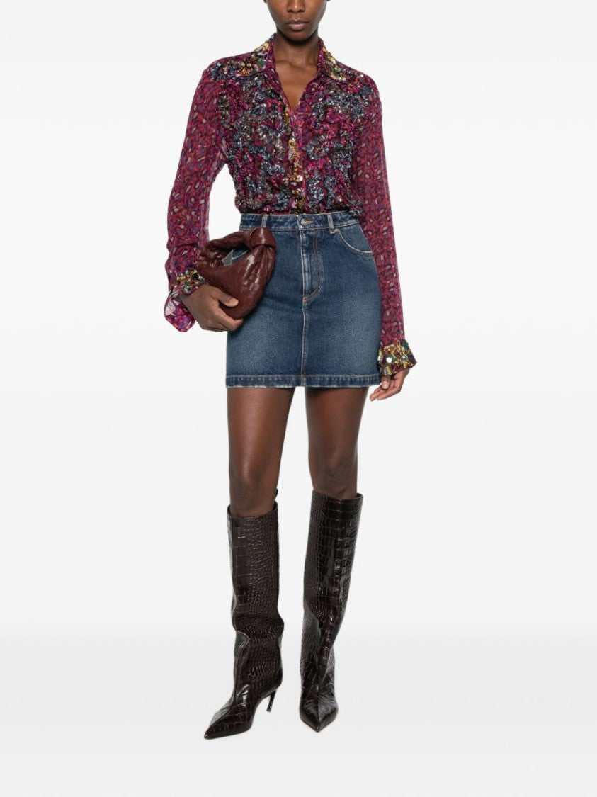 Dolce & Gabbana Classic Denim Mini Skirt With Raw Hemline