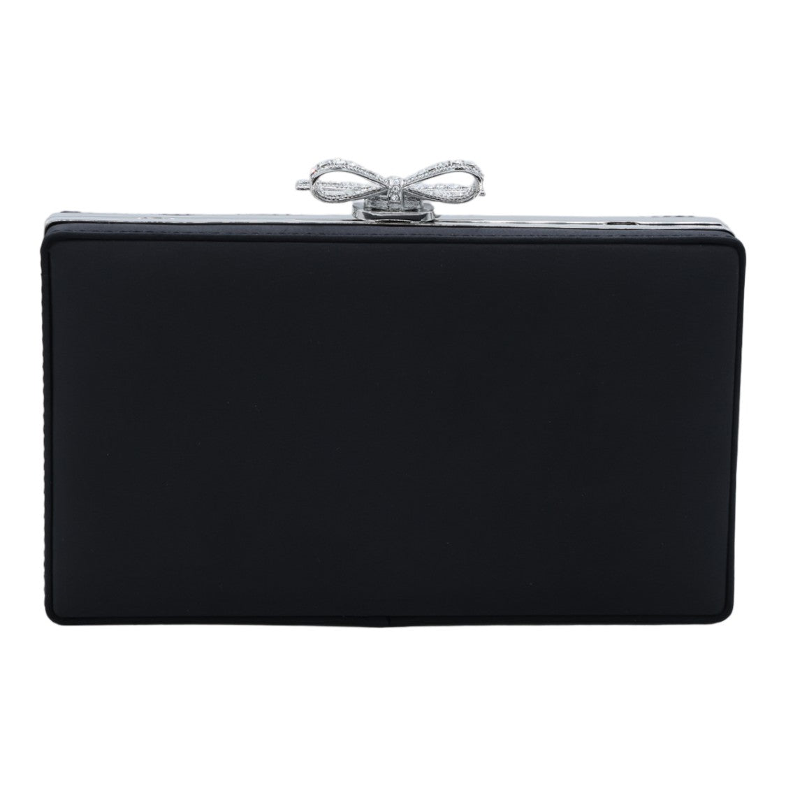 Self-Portrait Black Crystal Embellished Rectangular Box Clutch Bag