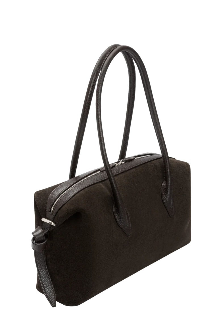 Yuzefi Brioche Duffle Bag With Suede-Like Texture And Silver Accents
