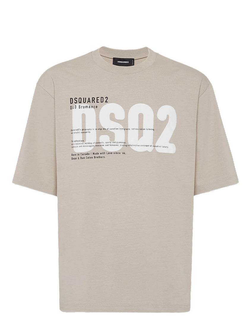 Dsquared2 Loose Fit Beige T-Shirt With Front Print