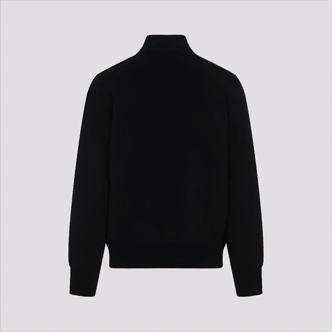 Moncler Black Zip-Up Knit With Padded Front And Quilted Detailing