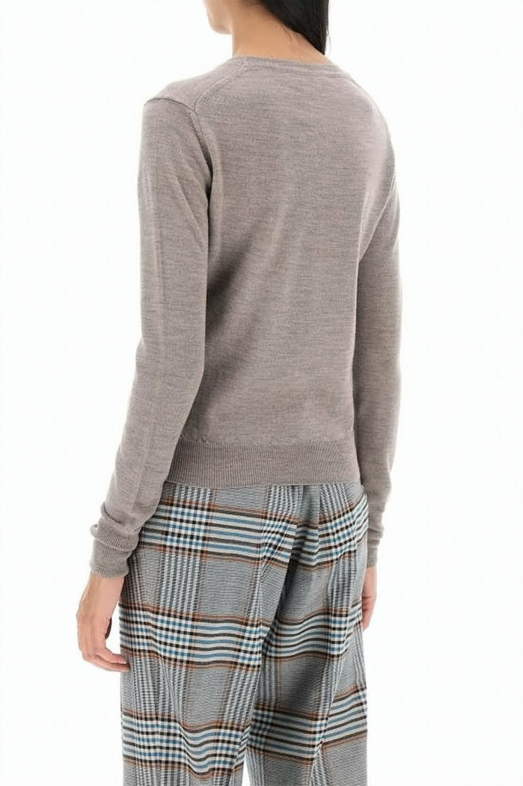 Vivienne Westwood Round Neck Sweater With Ribbed Cuffs And Emblem Detail