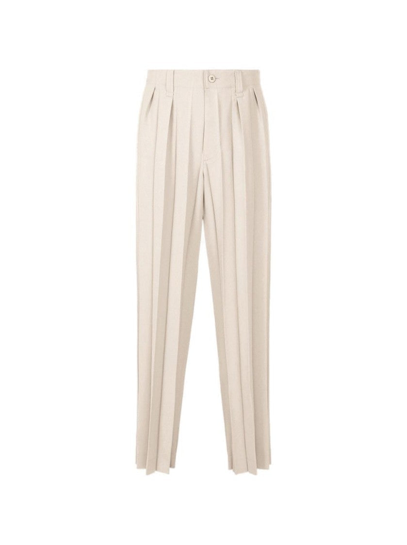 Homme Plissé Issey Miyake Beige Straight-Leg Pants With Accordion Pleats