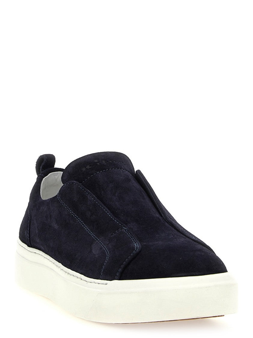 Kiton Slip-On Black Suede Sneakers