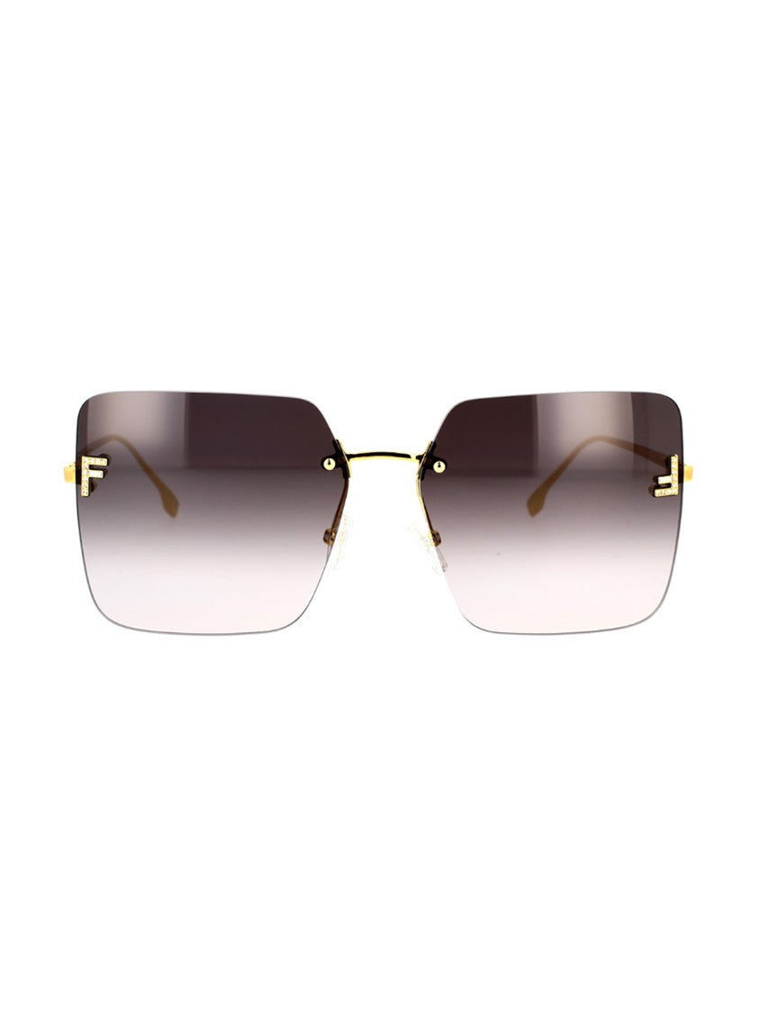 Fendi Bold Square Frame Sunglasses With Metallic Finish