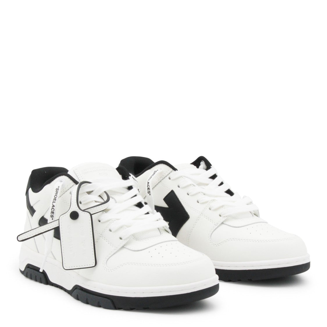 Off-White White Round Toe Leather Sneakers