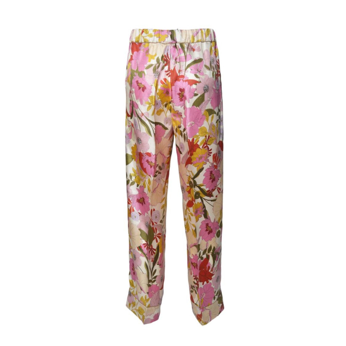 Max Mara Leda Trousers In Pink Printed Silk