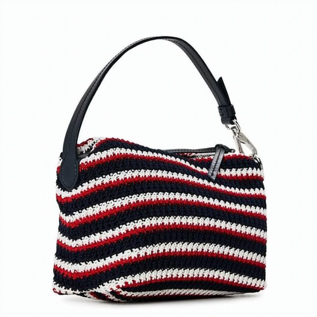 Miu Miu Structured Crochet Tote Bag With Leather Handle