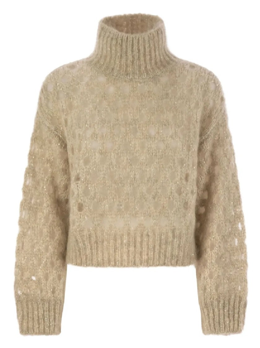 Brunello Cucinelli Textured Knit Sweater With High Ribbed Turtleneck