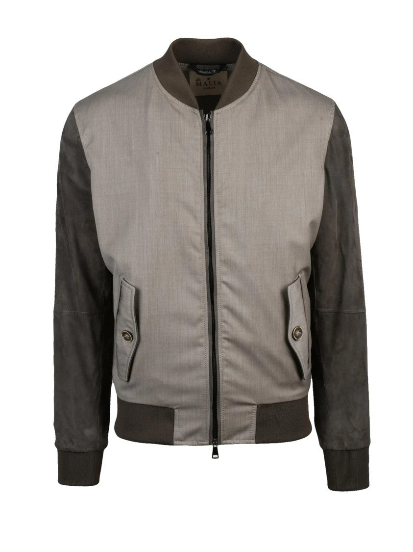 Les Malia Couture Structured Wool And Faux Leather Casual Jacket