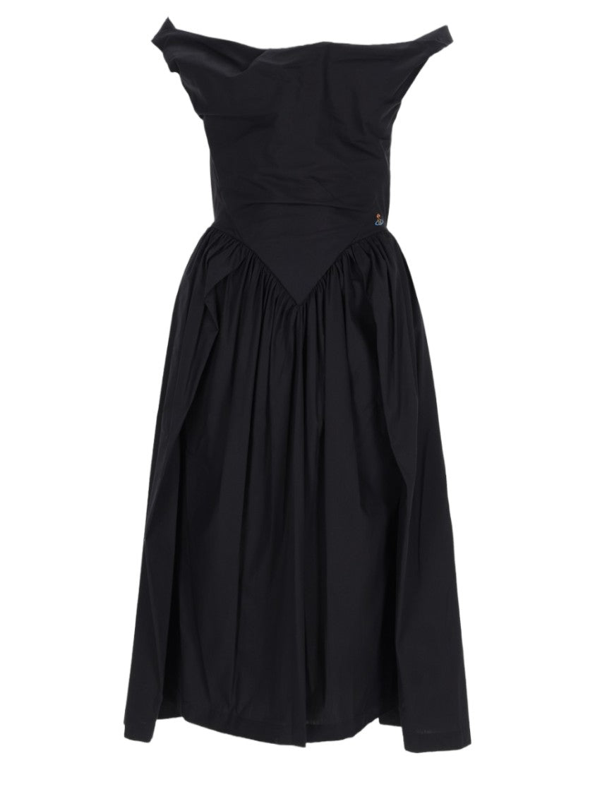 Vivienne Westwood Off-The-Shoulder Midi Dress With Gathered Skirt