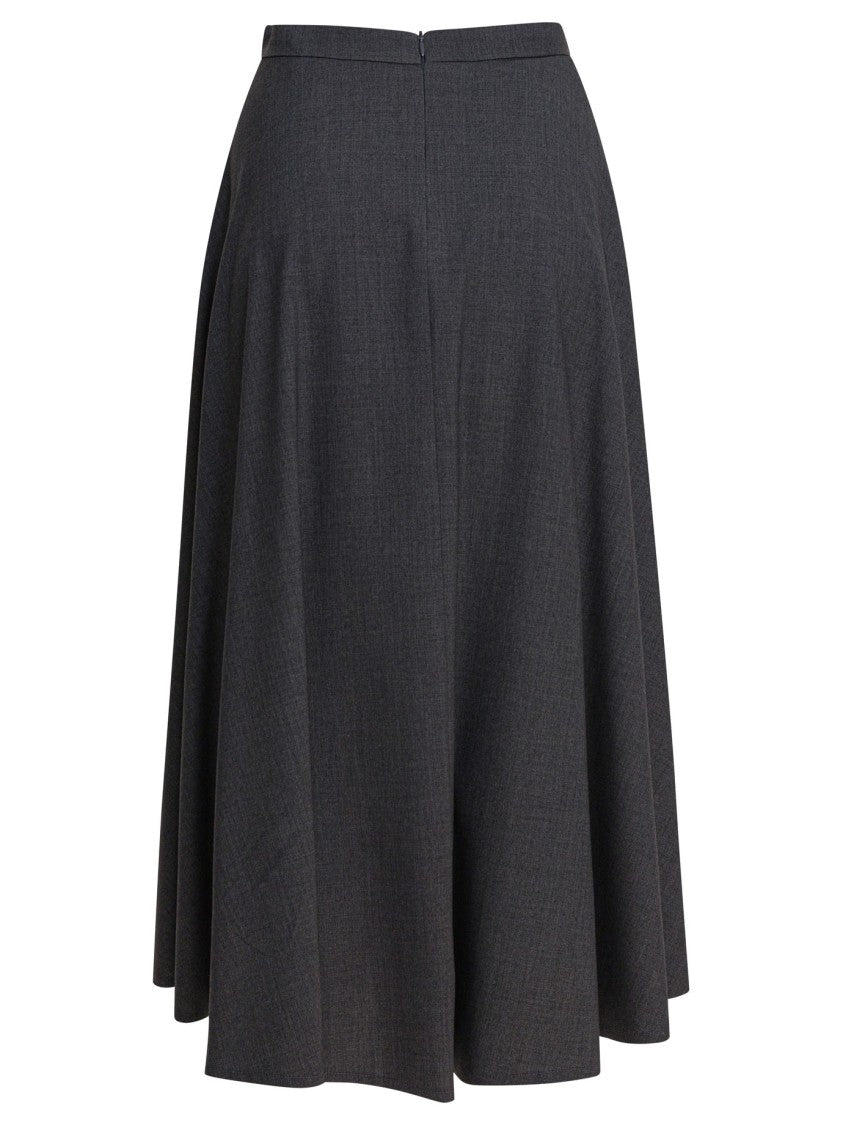 Semper Soft-Silhouette Grey Flared Skirt With Structured Weave