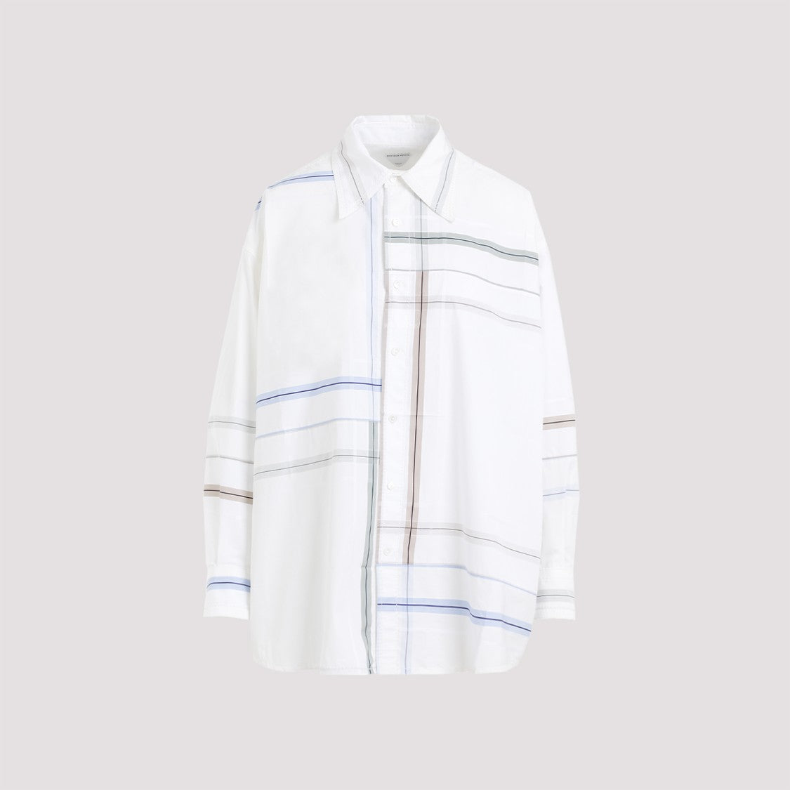 Bottega Veneta Check White Blue Green Cotton Shirt