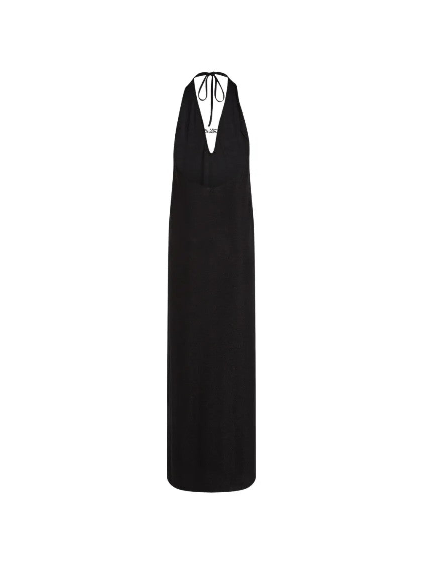 Karl Lagerfeld Maxi Dress With Deep V-Neckline And Open Back