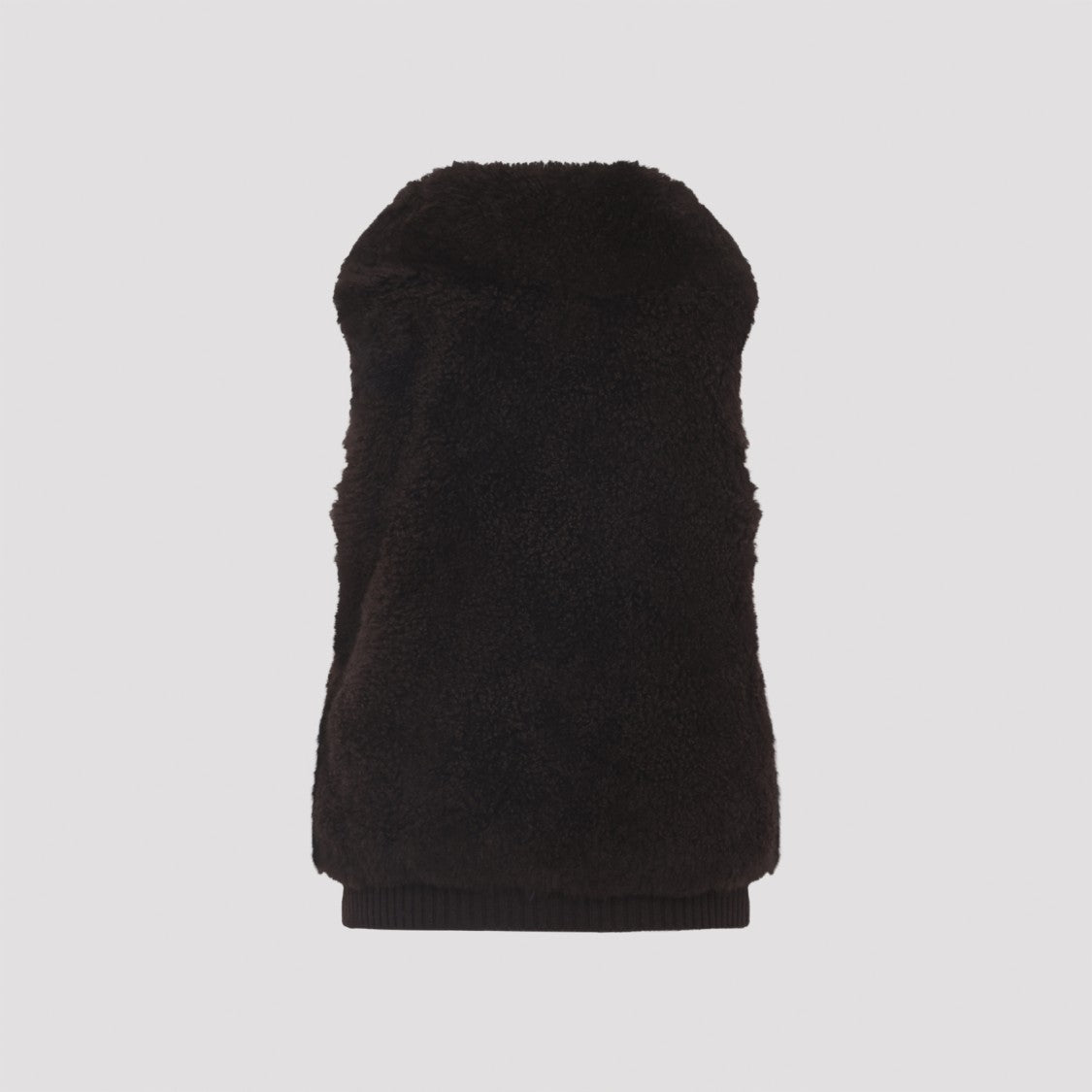 Yves Salomon Textured Lamb Hair Wool Vest With High Collar