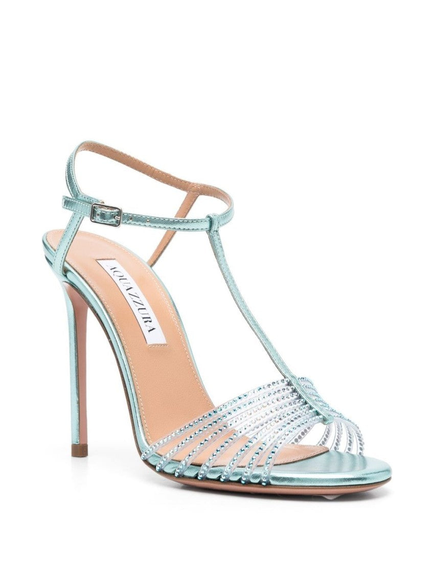 Aquazzura Aquazzura T-Bar Sandals With Crystal Embellishments