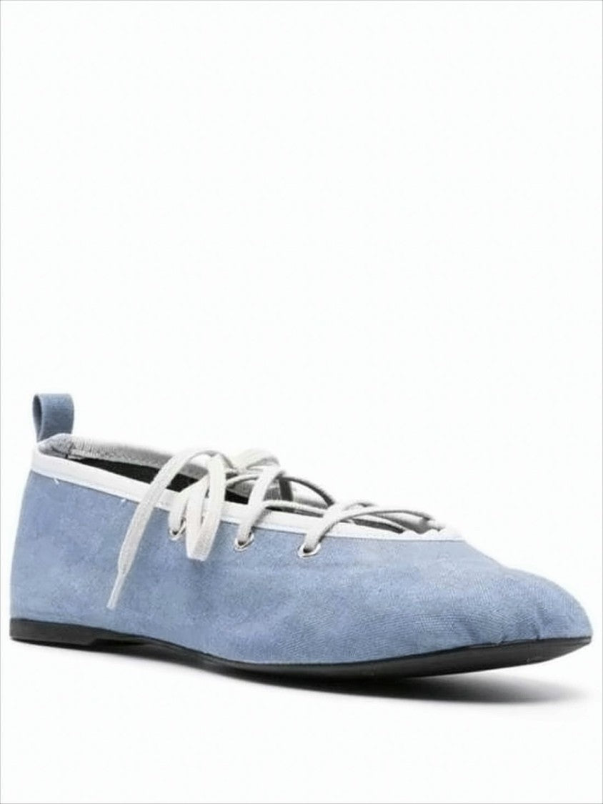 Paloma Wool Pointed Toe Lace-Up Flats With Contrasting Trim