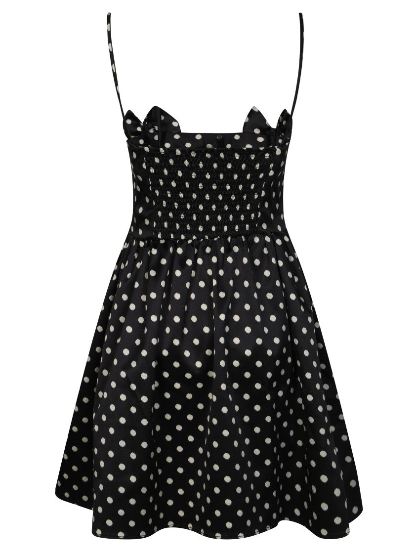Ganni Black Polka Dot Square Neck Mini Dress