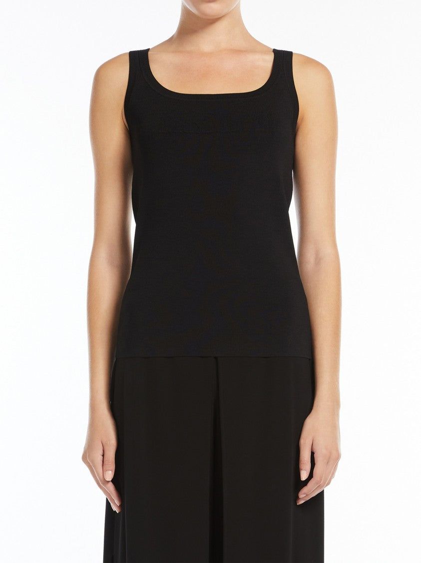 Max Mara Black Pentola Fitted Sleeveless Viscose Top
