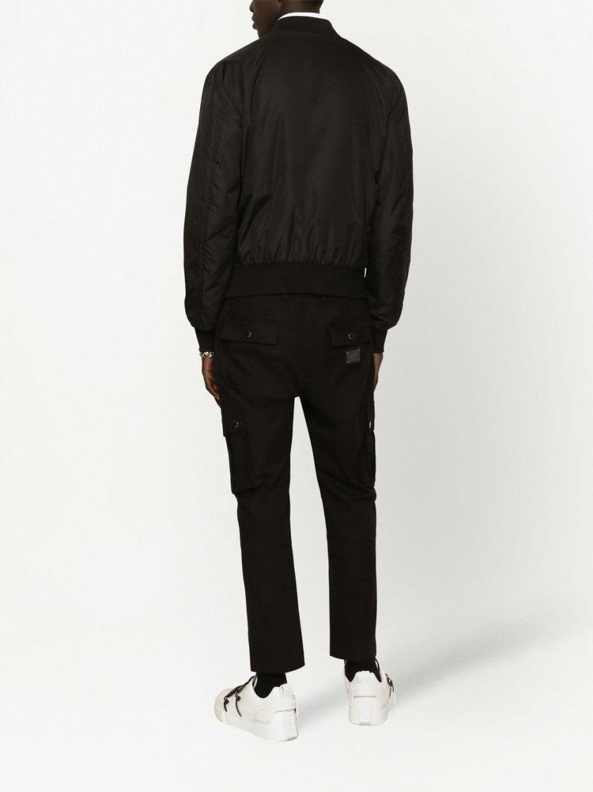 Dolce & Gabbana Sophisticated Black Bomber Jacket With Baseball Collar