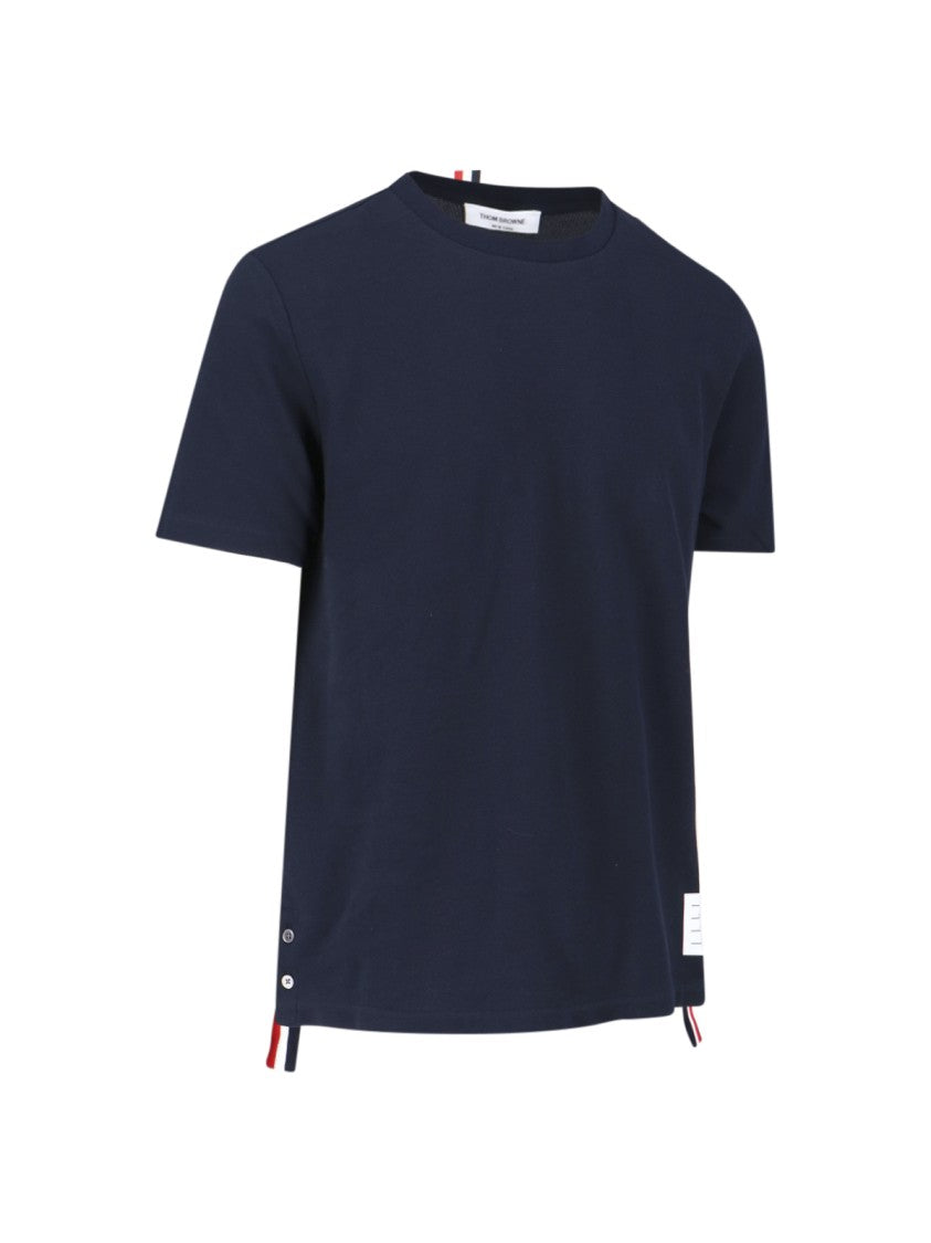 Thom Browne Crew Neck Cotton T-Shirt With Distinctive Logo