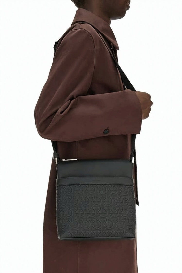 Salvatore Ferragamo Rectangular Black Leather Crossbody Bag