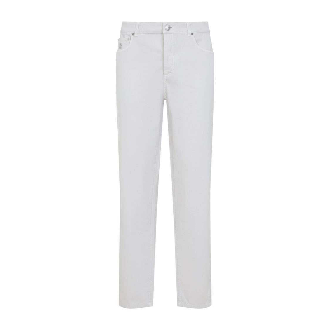 Brunello Cucinelli White Straight-Leg Trousers