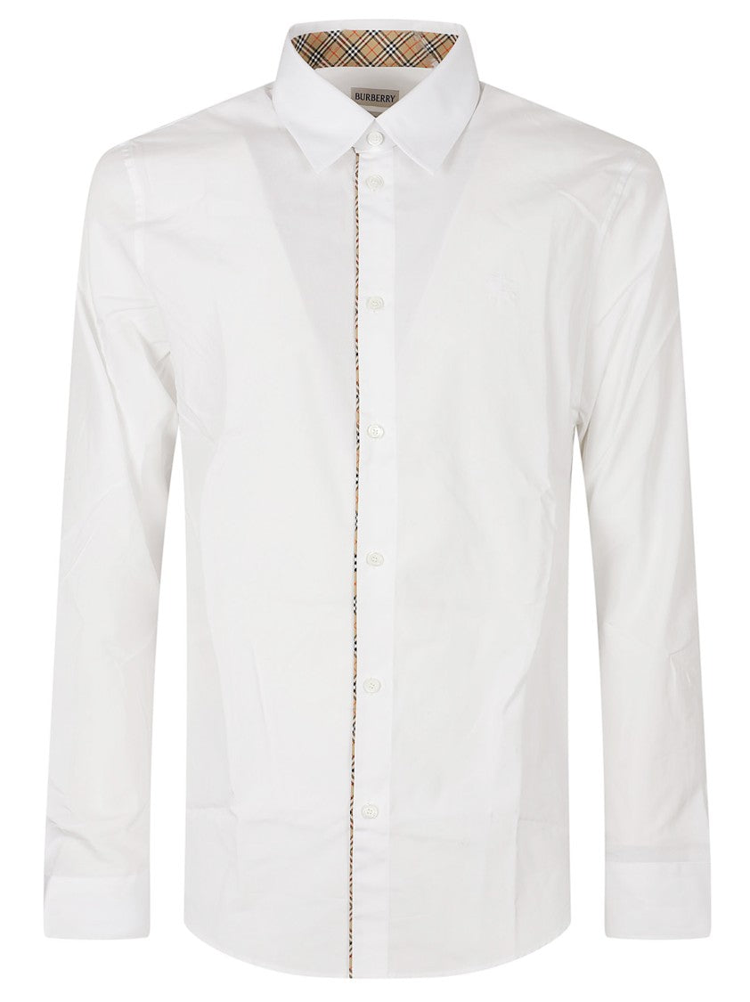 Burberry Long-Sleeve Cotton Shirt With Patterned Accents