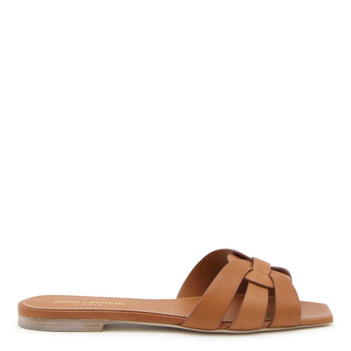 Saint Laurent Brown Leather Tribute Flats
