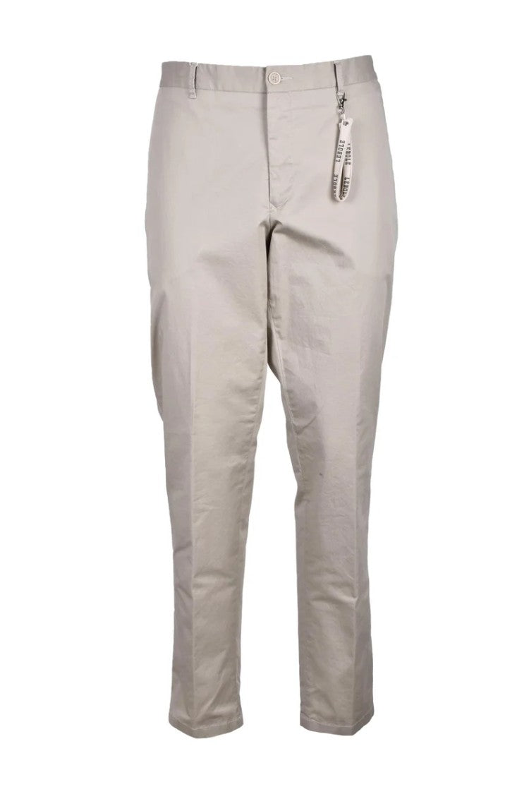 Lebole Cotton Stretch Trousers With Mid-Rise Waist And Straight-Leg Design