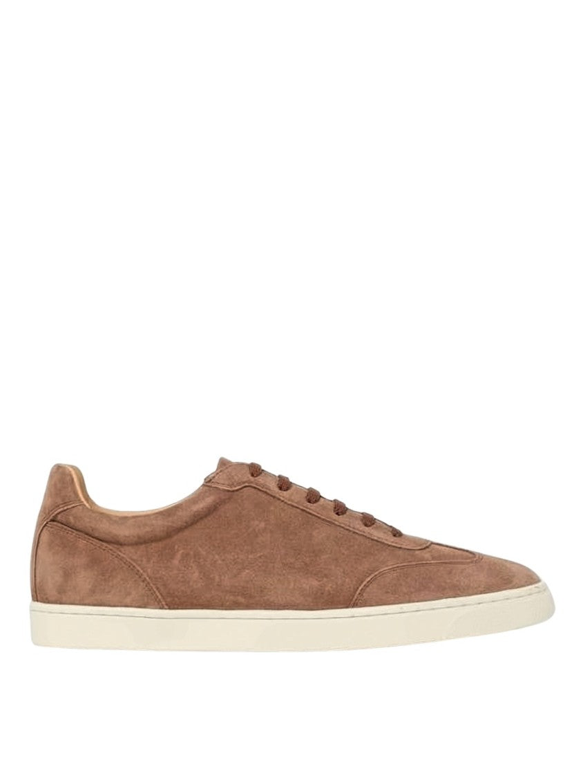 Brunello Cucinelli Soft Suede Low-Top Sneakers With Design