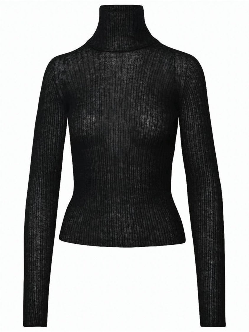 Saint Laurent Ribbed Black Turtleneck With Fitted Silhouette