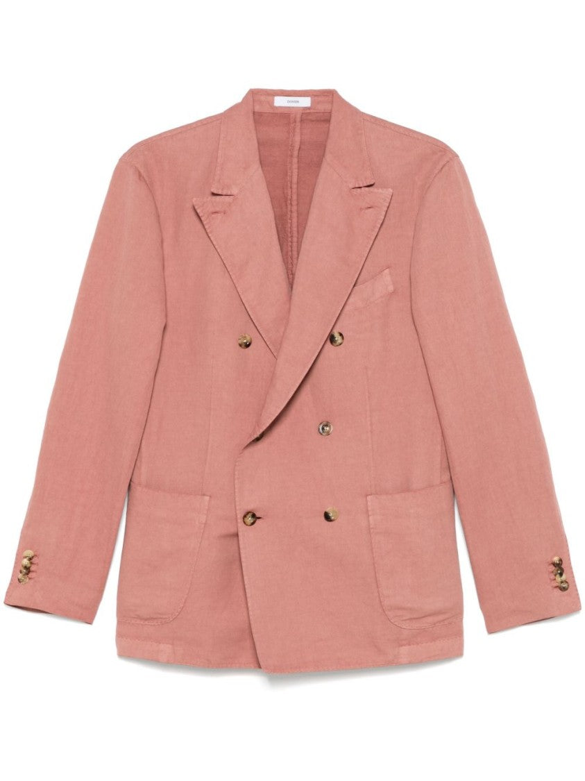 Boglioli Double-Breasted Tailored Black Jacket With Fabric Blend